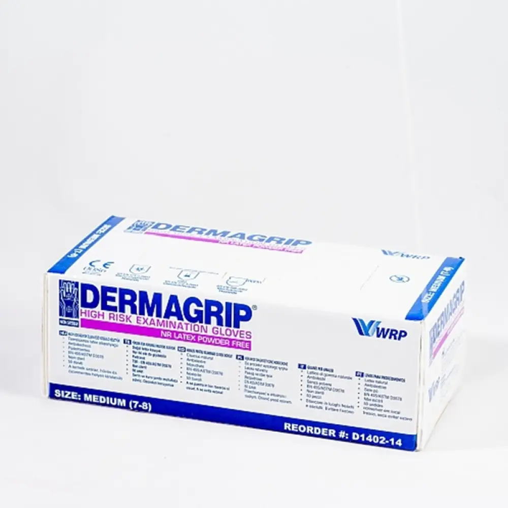 Оглядові рукавички DERMAGRIP® Високого Ризику Латексні